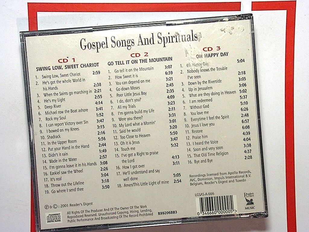 Various Artists	Readers Digest Gospel Songs and Spirituals 3CD Mint