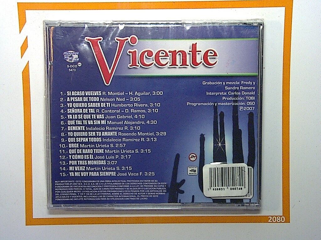 Vincente 2007 CD New