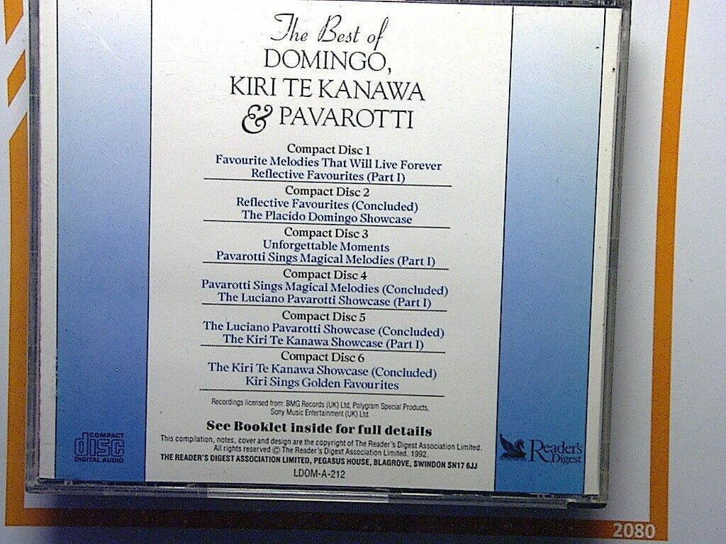 Reader's Digest The Best of Domingo, Kiri Te Kanawa, Pavarotti 6CD Box Set Mint
