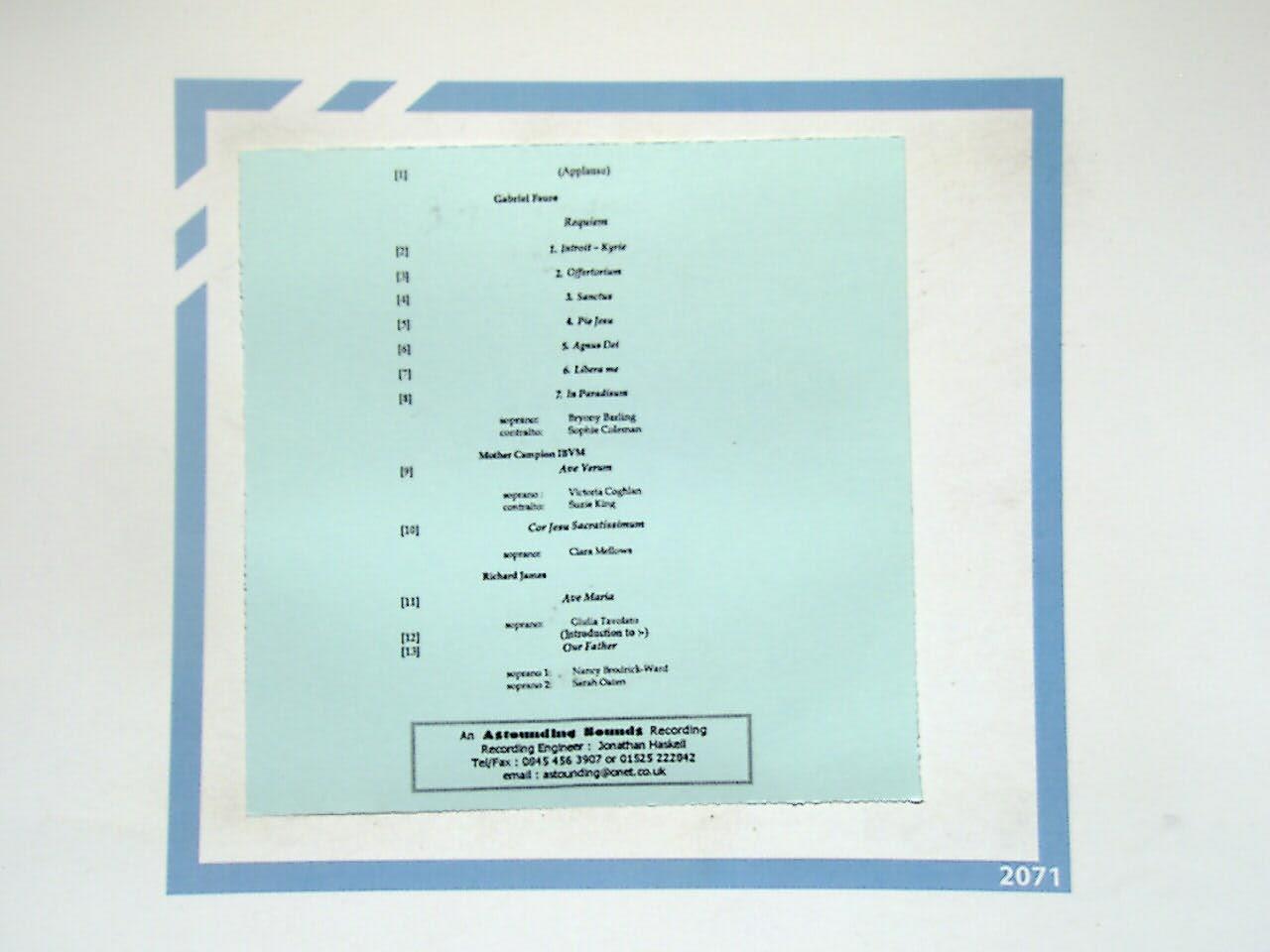 The Campion Singers St Mary's School Ascot Lenten Concert CD Mint