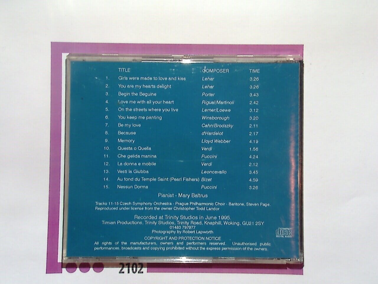Richard Winsborough Tenor Favourites CD VGC