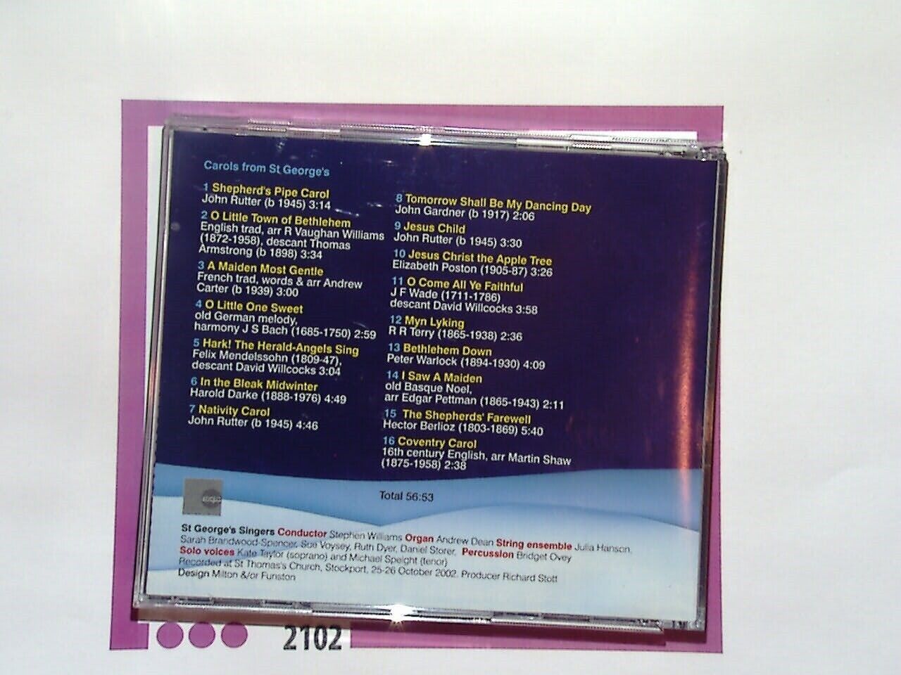 St George Singers (Stephen Williams) Carols From St George's CD VGC