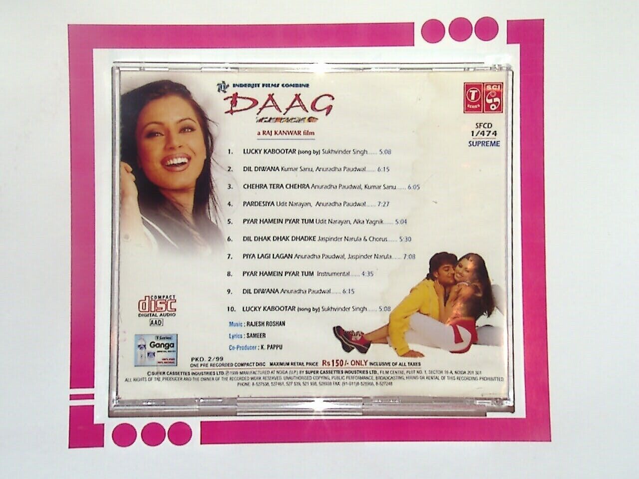 Rajesh Roshan Daag Soundtrack CD VGC