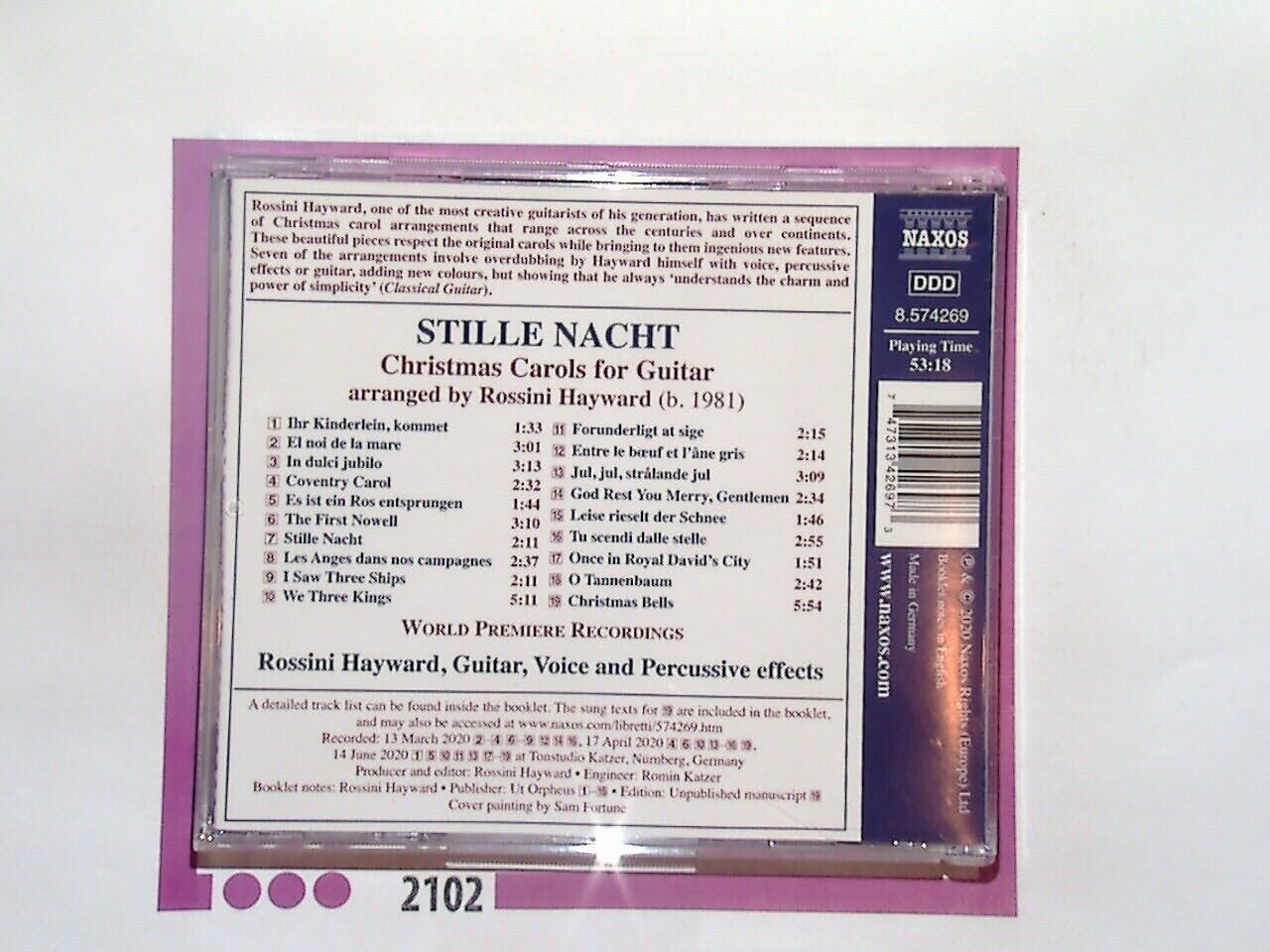 Rossini Hayward Stille Nacht: Christmas Carols for Guitar CD Mint
