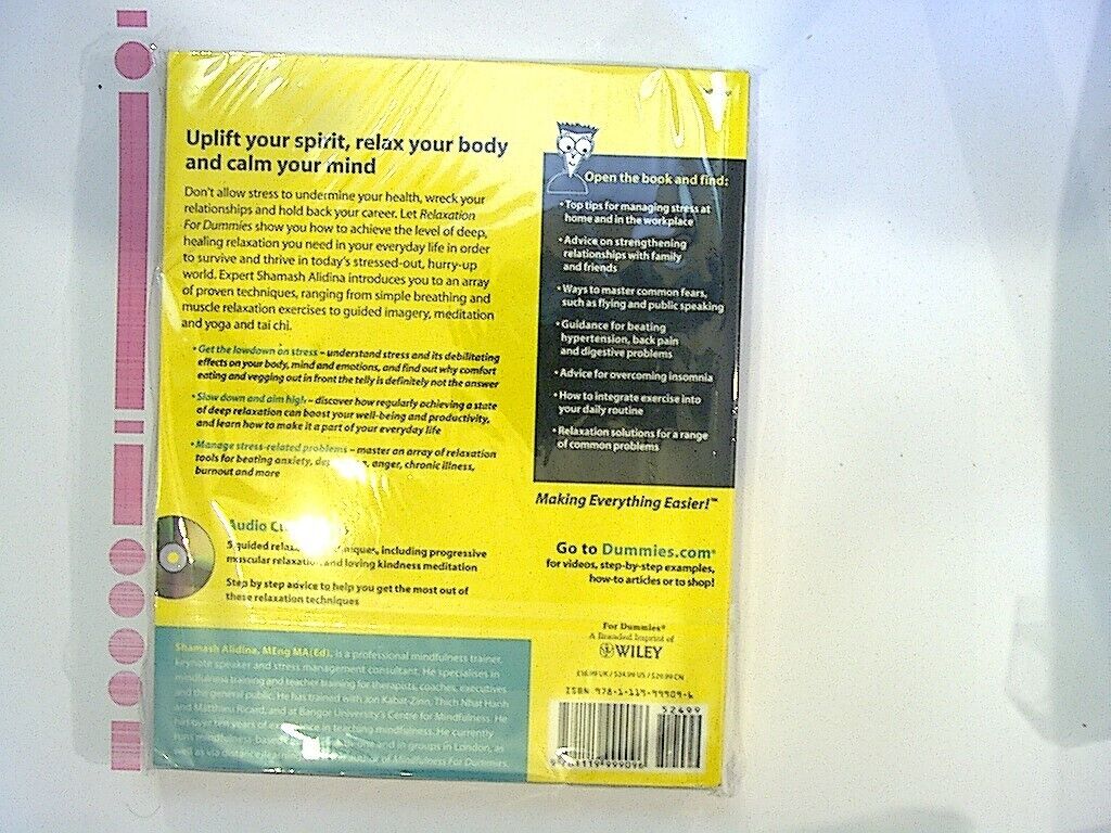 Shamash Alidina Relaxation For Dummies (Book & CD) NEW