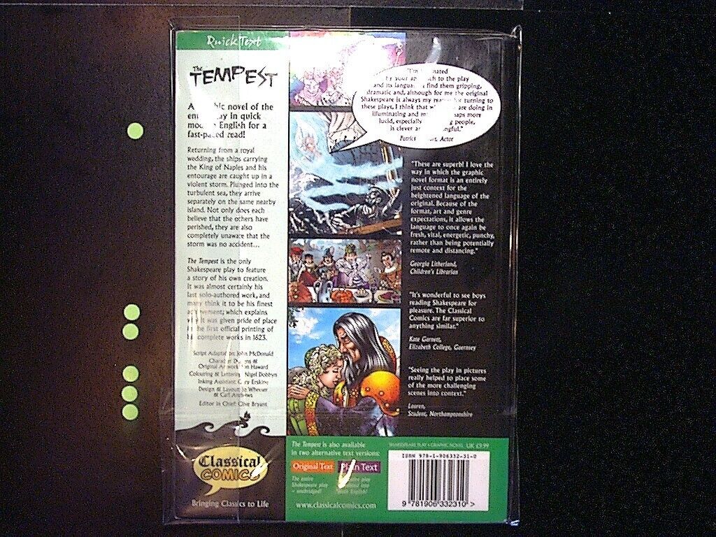 The Tempest The Graphic Novel: Quick Text Jon Haward & Gary Erskine VGC