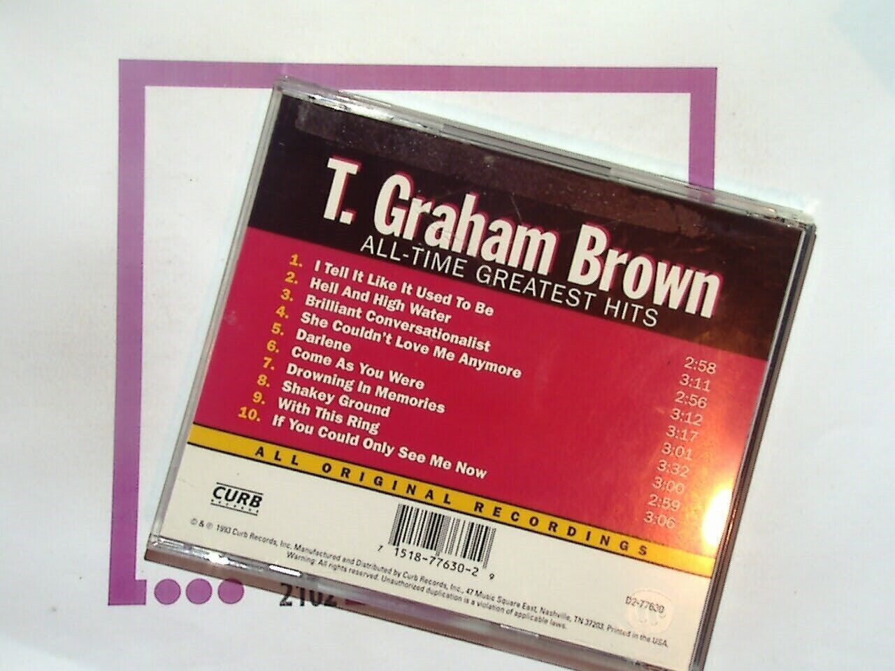 T. Graham Brown All Time Greatest Hits VGC