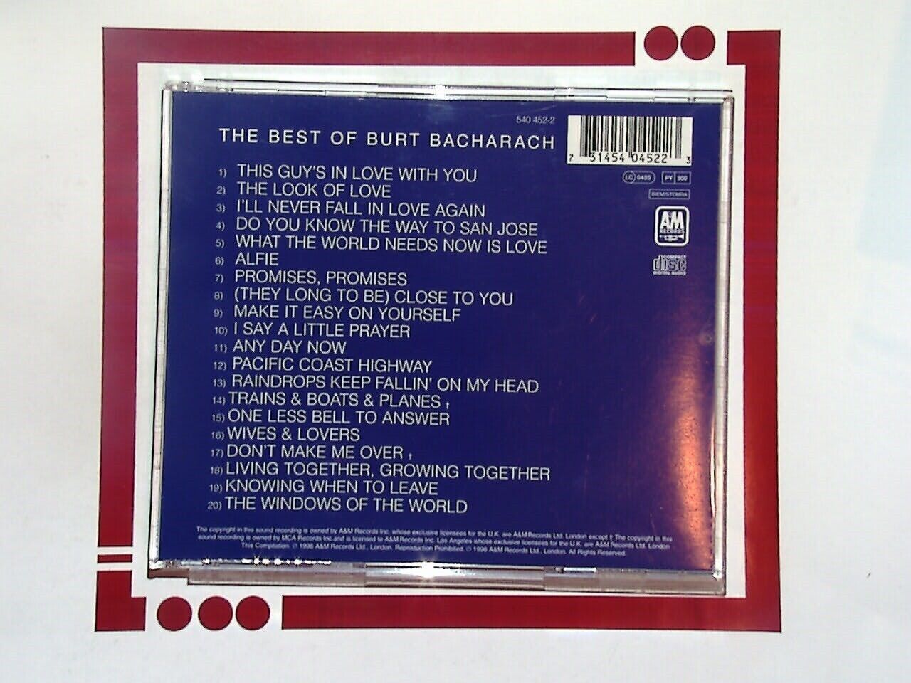 Various - The Best of Burt Bacharach CD Mint