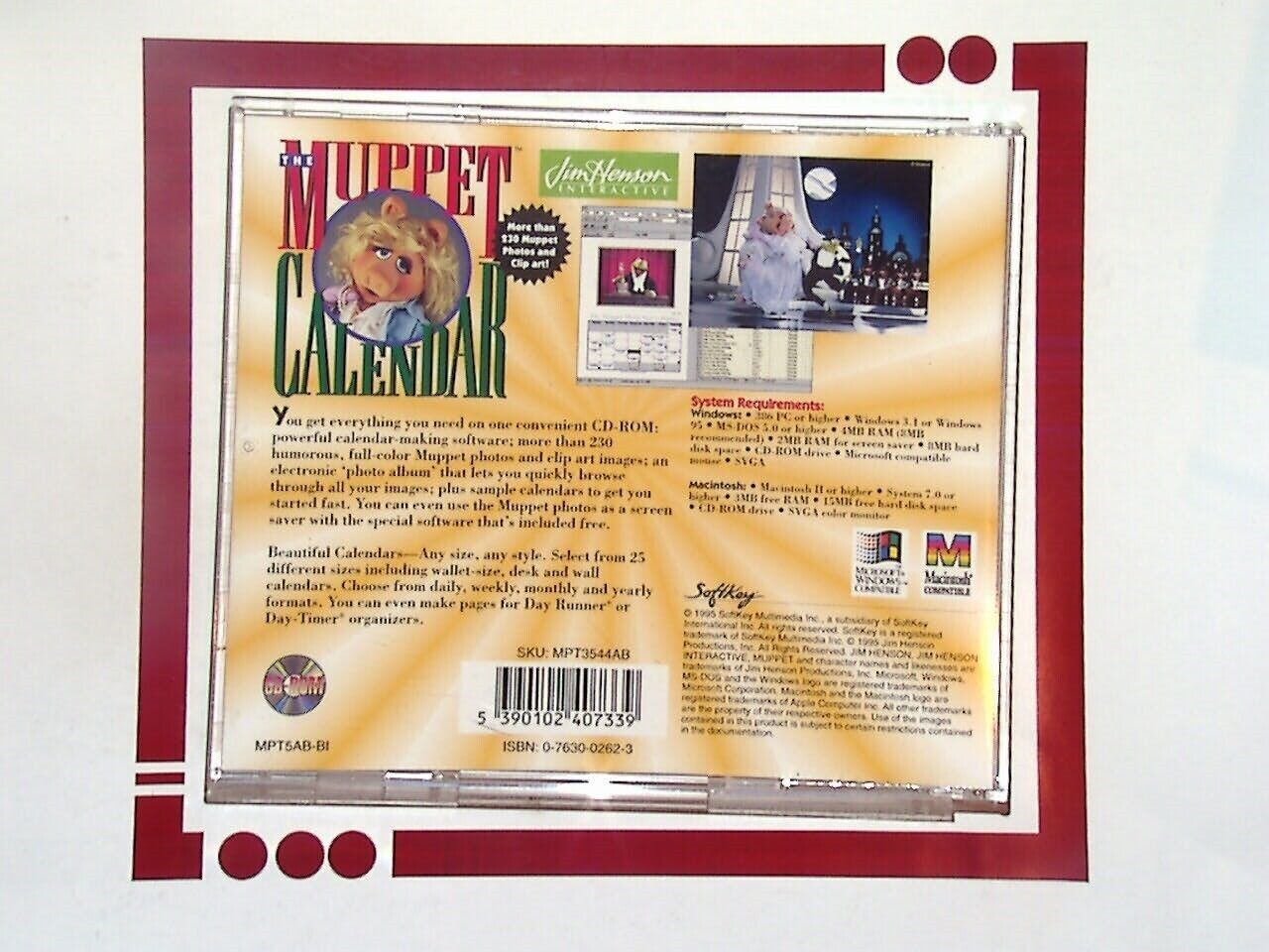 The Muppet Calendar PC Win 95 CD-Rom Mint