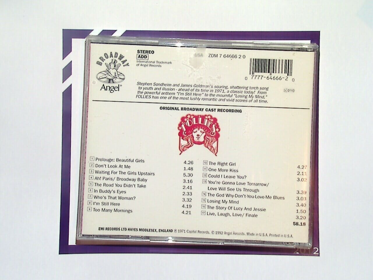 Original Broadway Cast Follies CD Mint