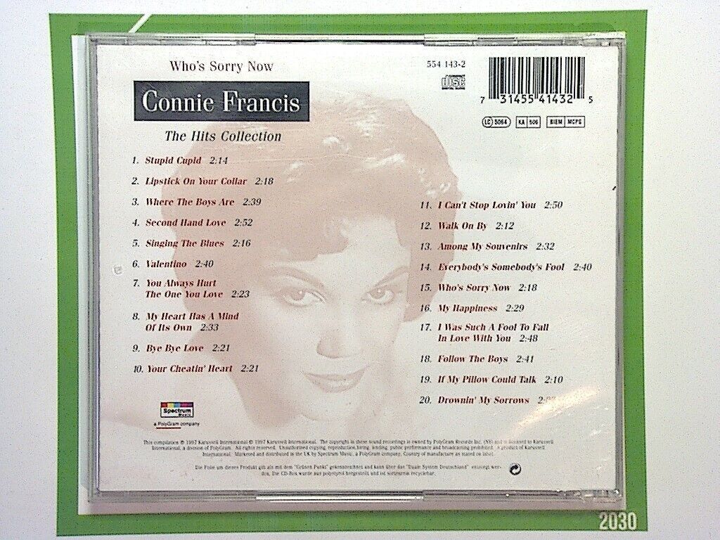 Connie Francis The Hits Collection CD Mint