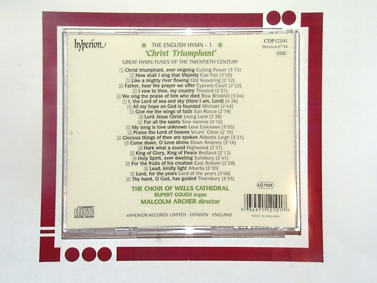 Wells Cathedral Choir, Rupert Gough, English Hymn, Vol.1 CD Nr Mint
