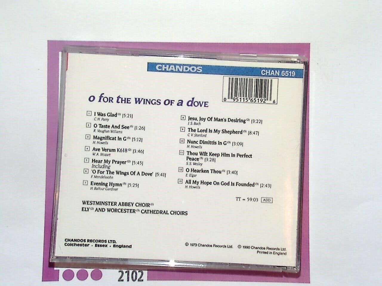 Westminster Abbey Choir et al O for the Wings of a Dove CD Mint