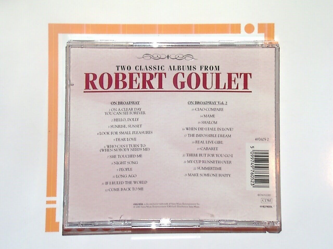 Robert Goulet - On Broadway/On Broadway II CD Nr Mint