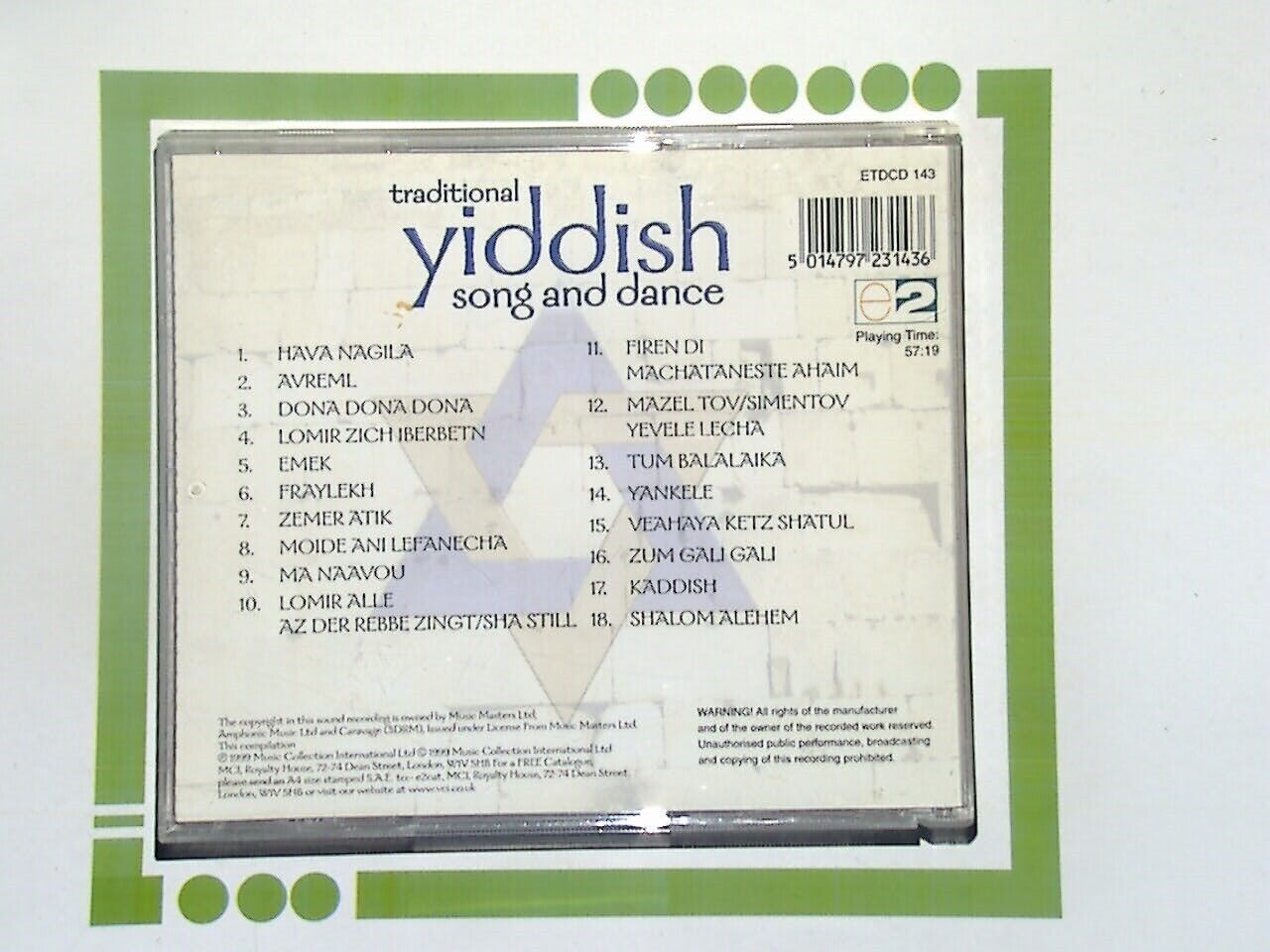 Traddional Yiddish Song and Dance CD VGC