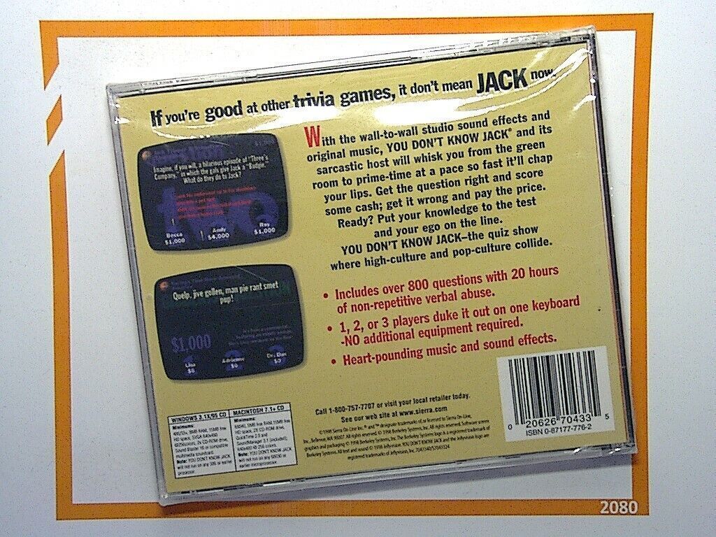 You Don't Know Jack PC CD Rom Quiz Party Game New & sealed