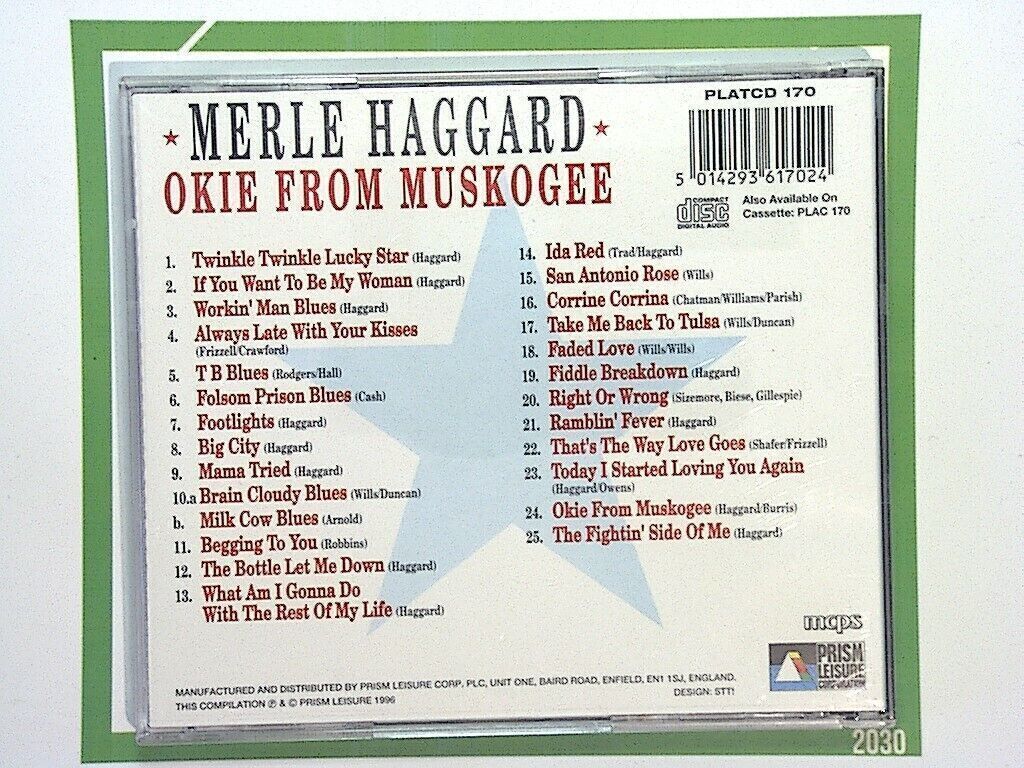 Merle Haggard Okie from Muskogee: 25 Great Songs Live at Church Street CD Mint