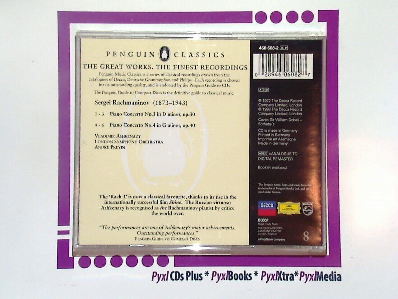 Vladimir Ashkenazy Andre Previn Rachmaninov Piano Concertos 3 & 4 CD Mint