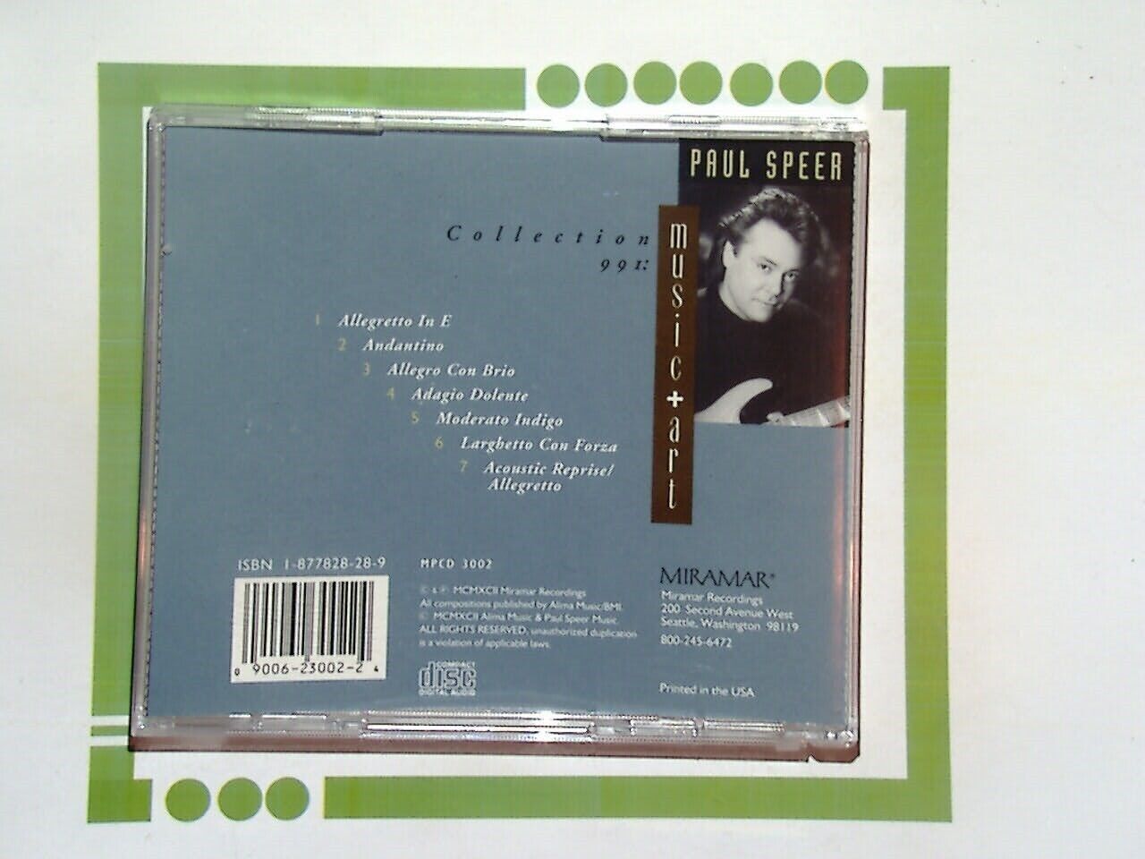Paul Speer Collection 991: Music and Art CD Mint