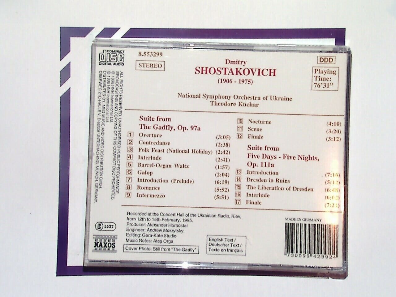 National Symphony Orchestra of Ukraine Shostakovich: The Gadfly/Five Day CD Mint