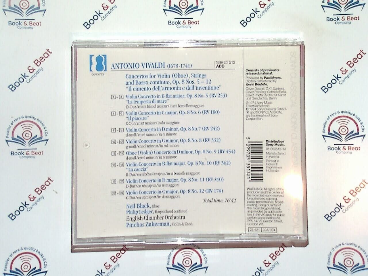 Vivaldi: Violin Concertos Op8 Nos 5-12 - Pinchas Zukerman, ECO CD Nr Mint