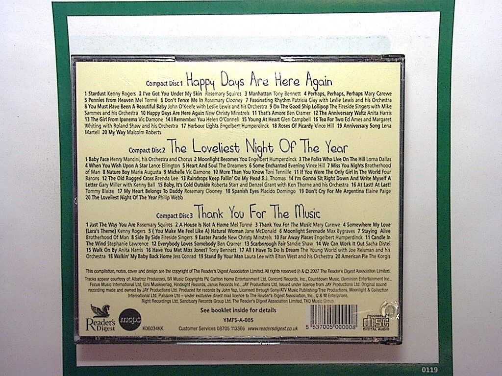 Reader's Digest You Must Remember These - Favourite Songs Of The Century 3CD Mnt