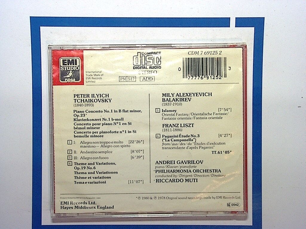 Tchaikovsky: Piano Concerto No.1 etc Balakirev: Islamey; Liszt: La Campanella CD