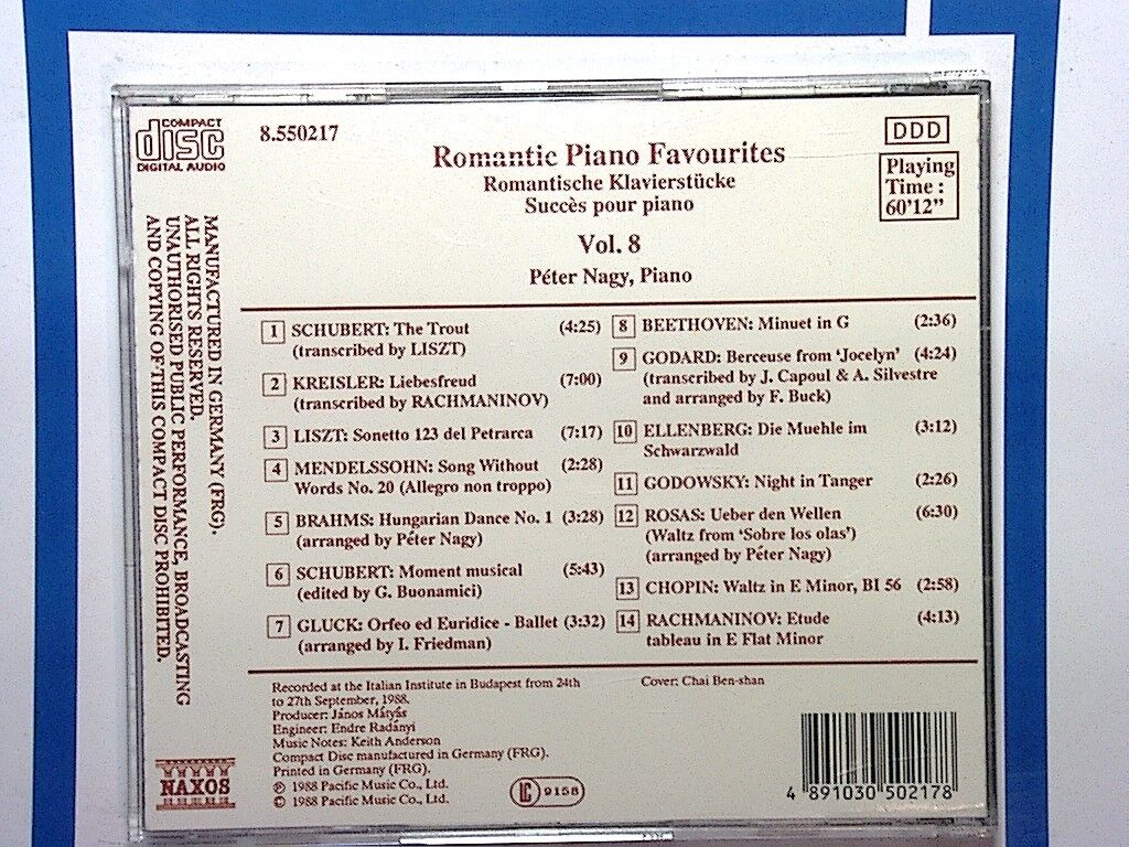 Peter Nagy Romantic Piano Favourites, Vol.8 CD Mint