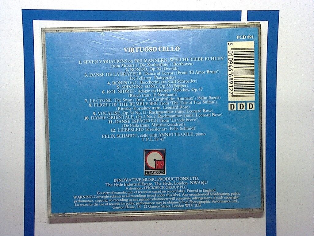 Virtuoso Cello Felix Schmidt and Annette Cole CD Mint