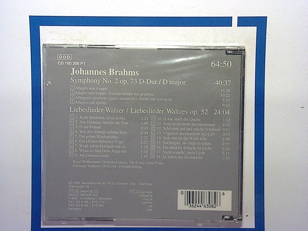Vienna Master Series Brahms Symphony No. 2 Op 73 Liebeslieder Waltzes Op. 52 NEW