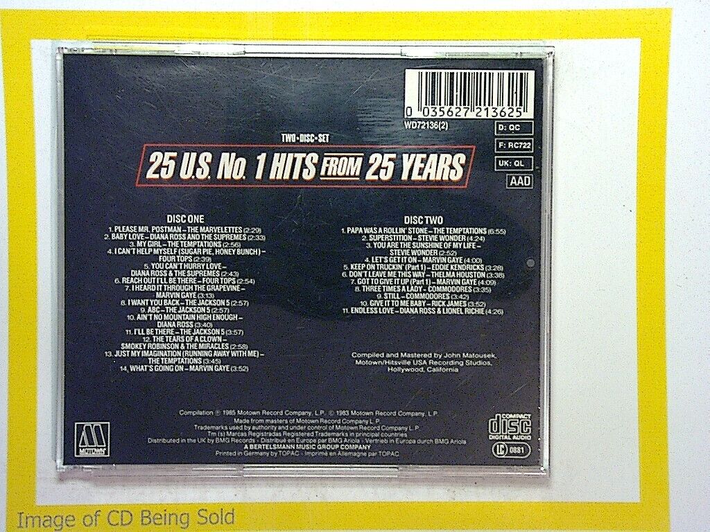 Various Artists Motown-25 U.S. No. 1 Hits from 25 Years (1972-81) 2CD mint