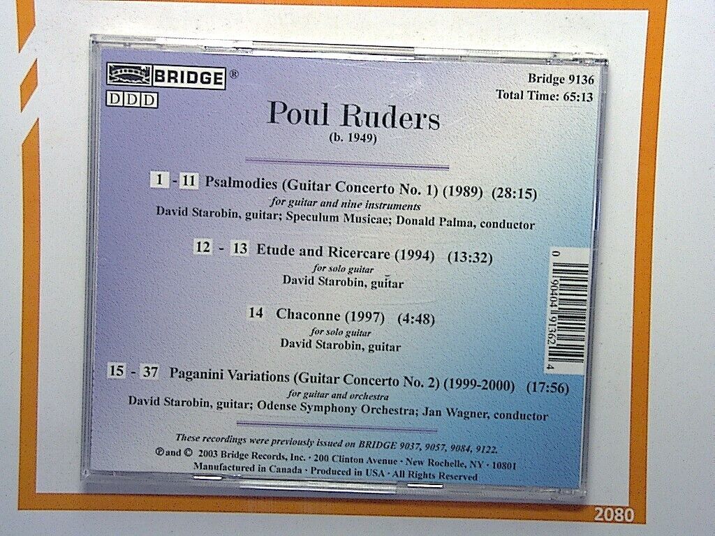 Poul Ruders David Starobin Guitar Concertos and Solos CD Mint