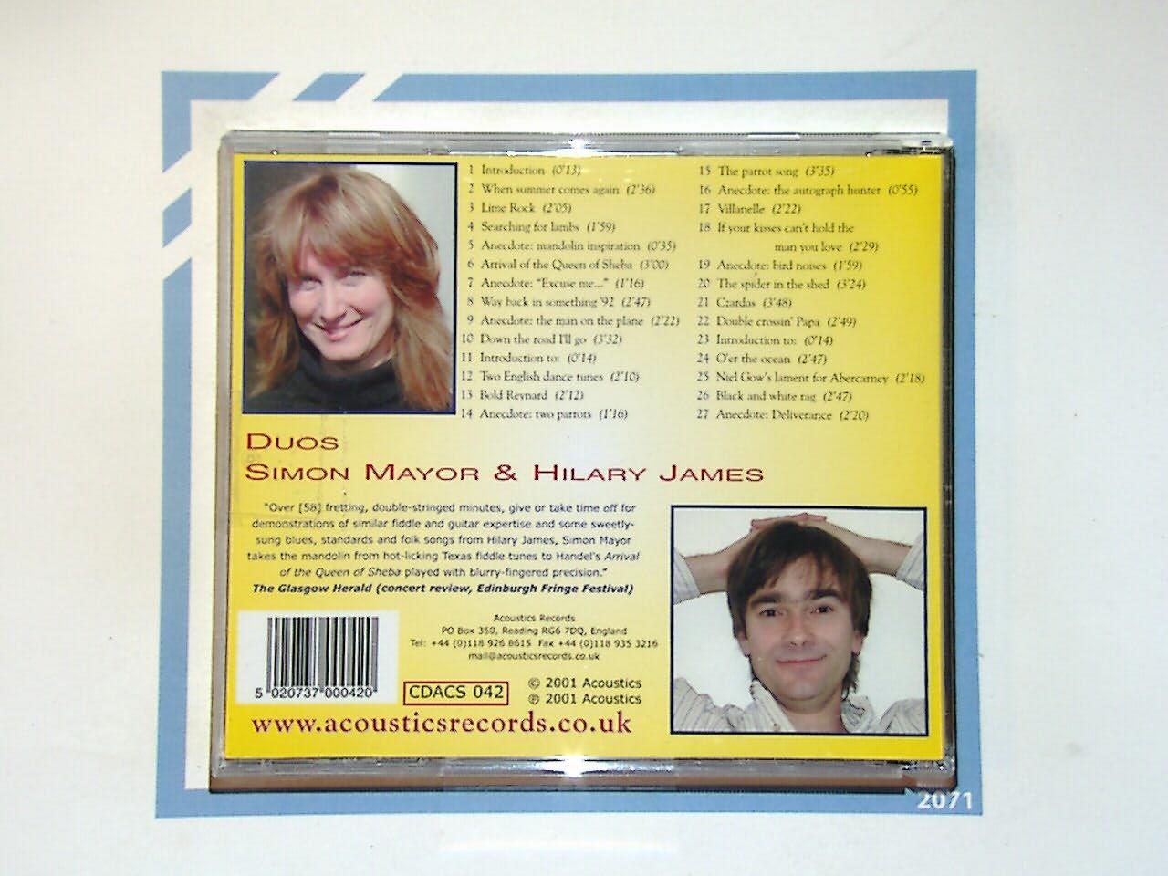Simon Mayor Hilary James Duos CD Mint