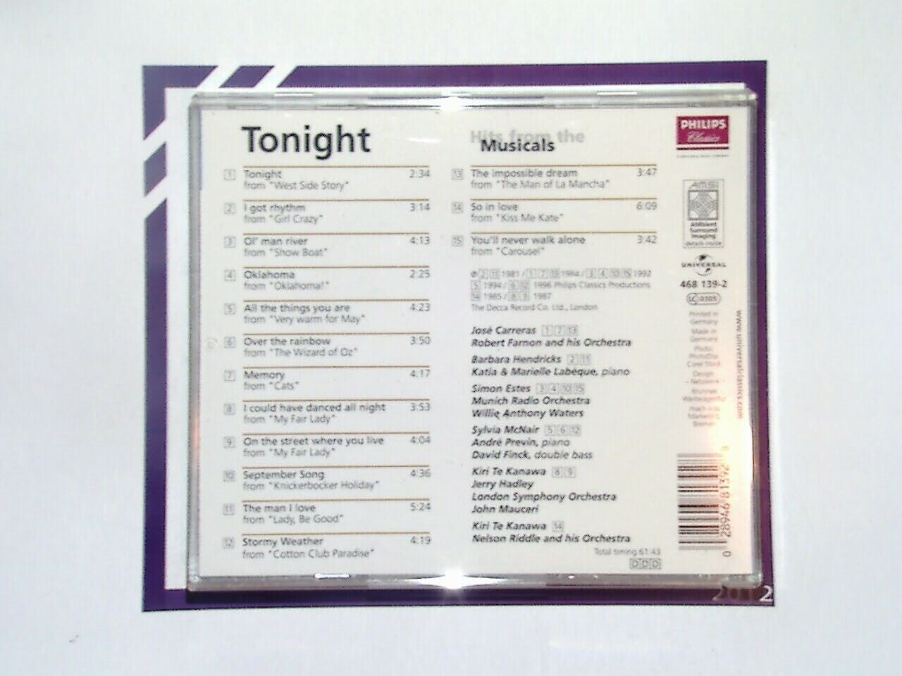 Various Artists - Tonight (Hits From The Musicals, 2000) CD Mint