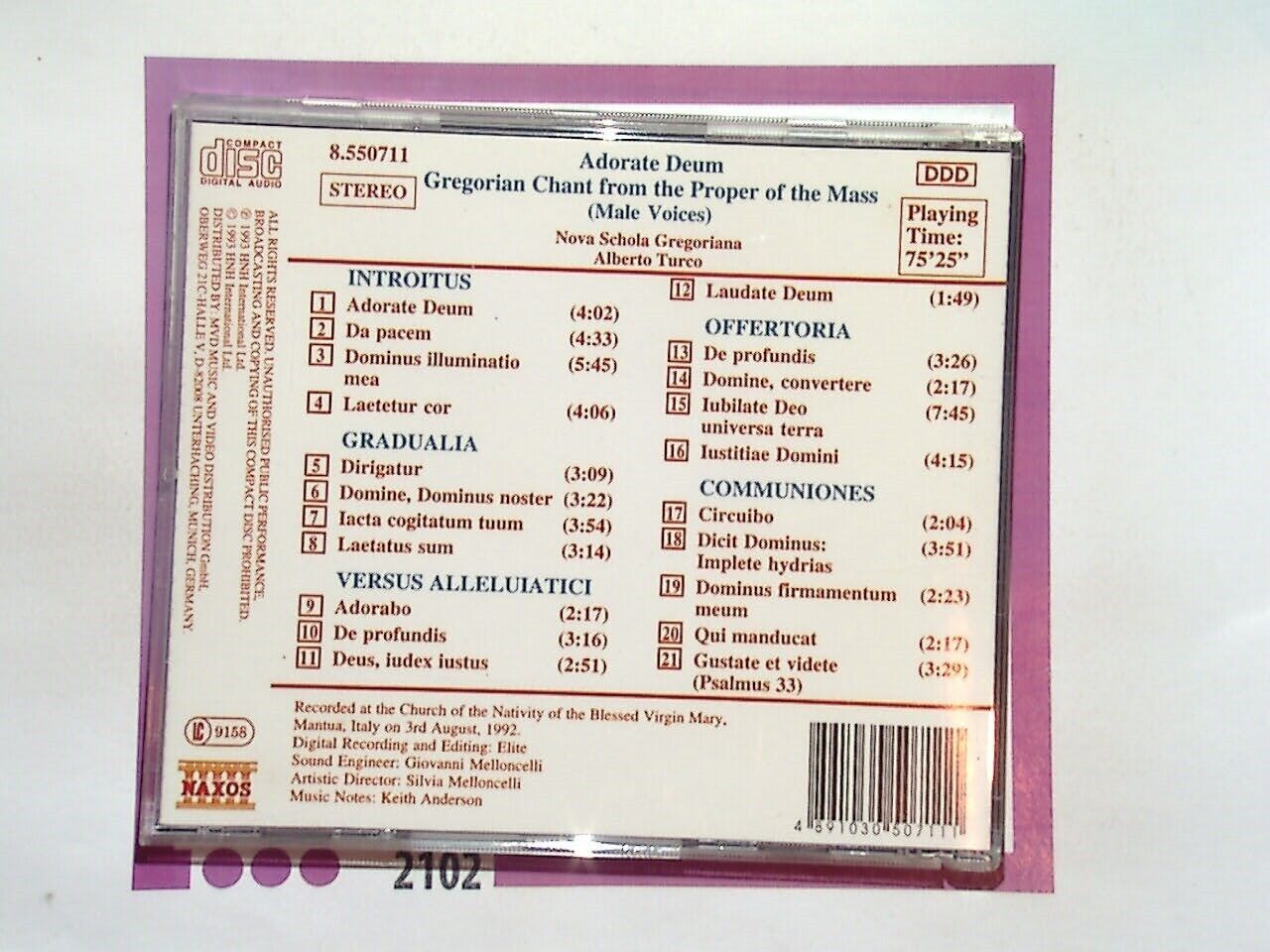 Adorate Deum - Gregorian Chant from the Proper of the Mass CD Mint