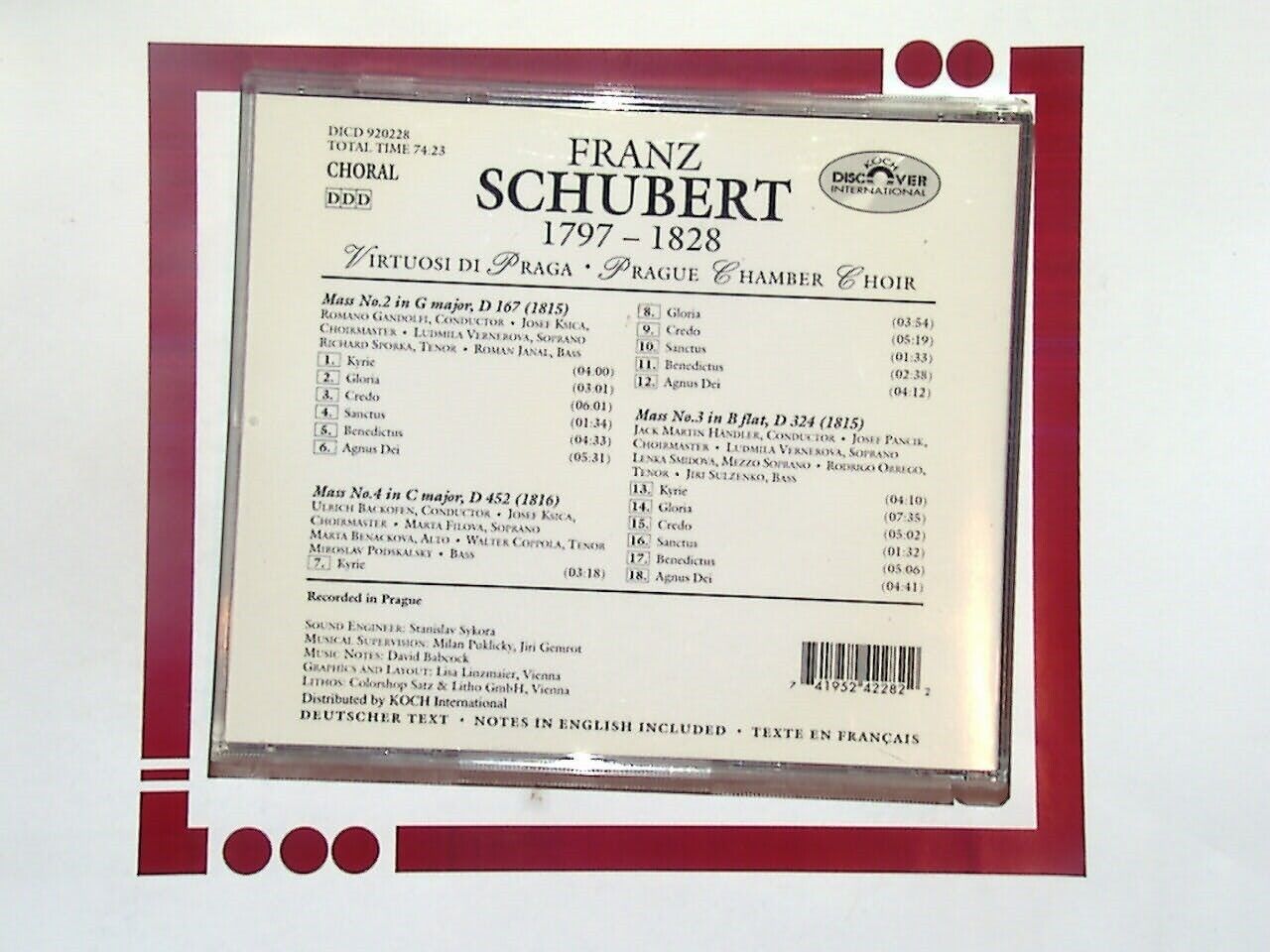 Virtuosi Praga Prague Chamber Choir Franz Schubert: Masses Nos 2, 3 & 4 CD Mint