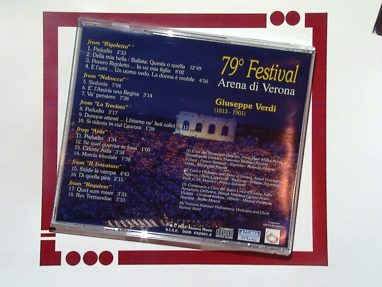 79 Degree Festival Arena Di Verona Guiseppe Verdi Highlights CD VGA