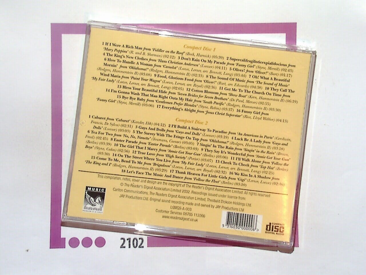 Reader's Digest Golden Souvenirs The Great Musicals 2CD VGC