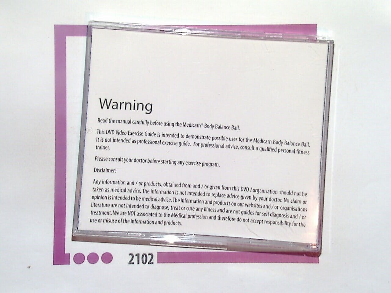Medicarn Body Balance Ball DVD Exercise Guide VGC