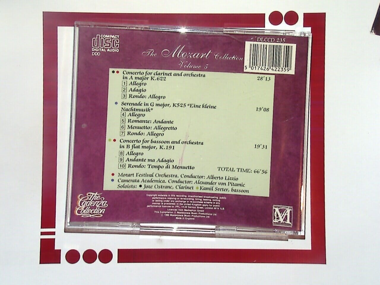 The Cadenza Collection The Mozart Collection Volume 5 CD VG