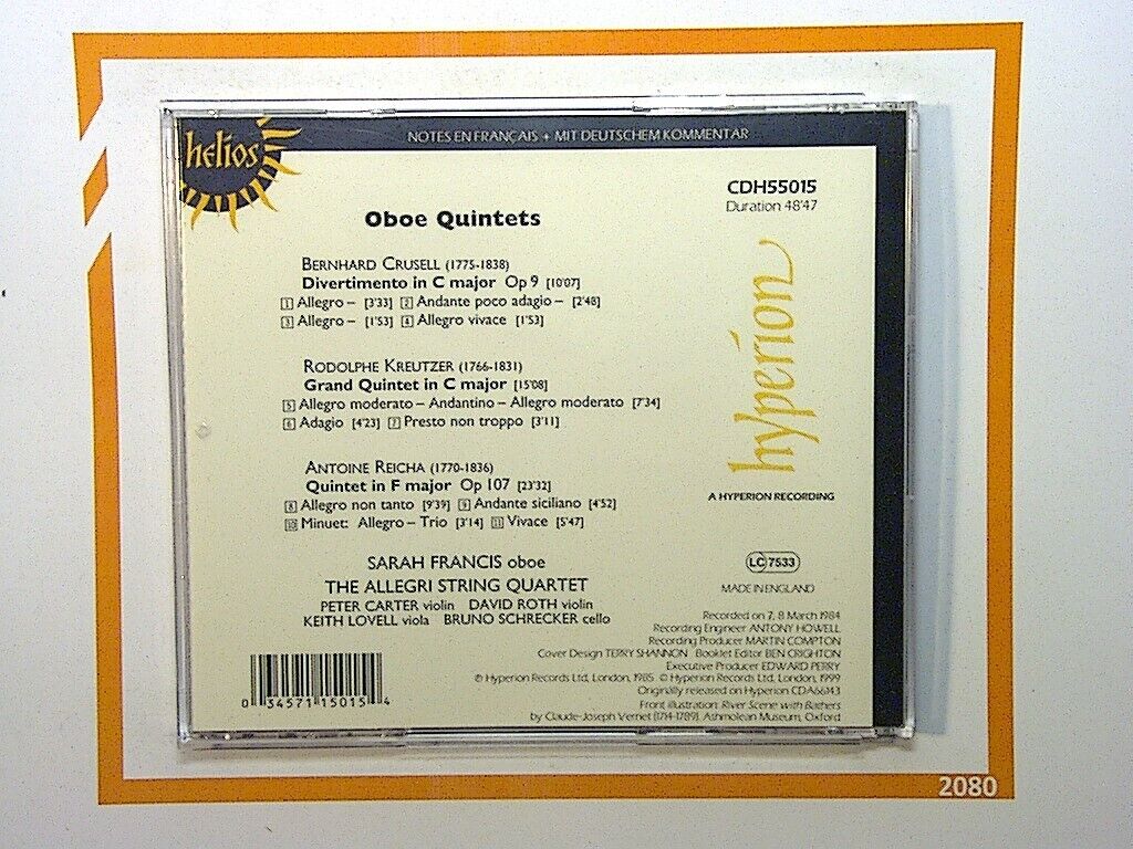 Sarah Francis Allegri String Quartet Oboe Quintets CD VGC