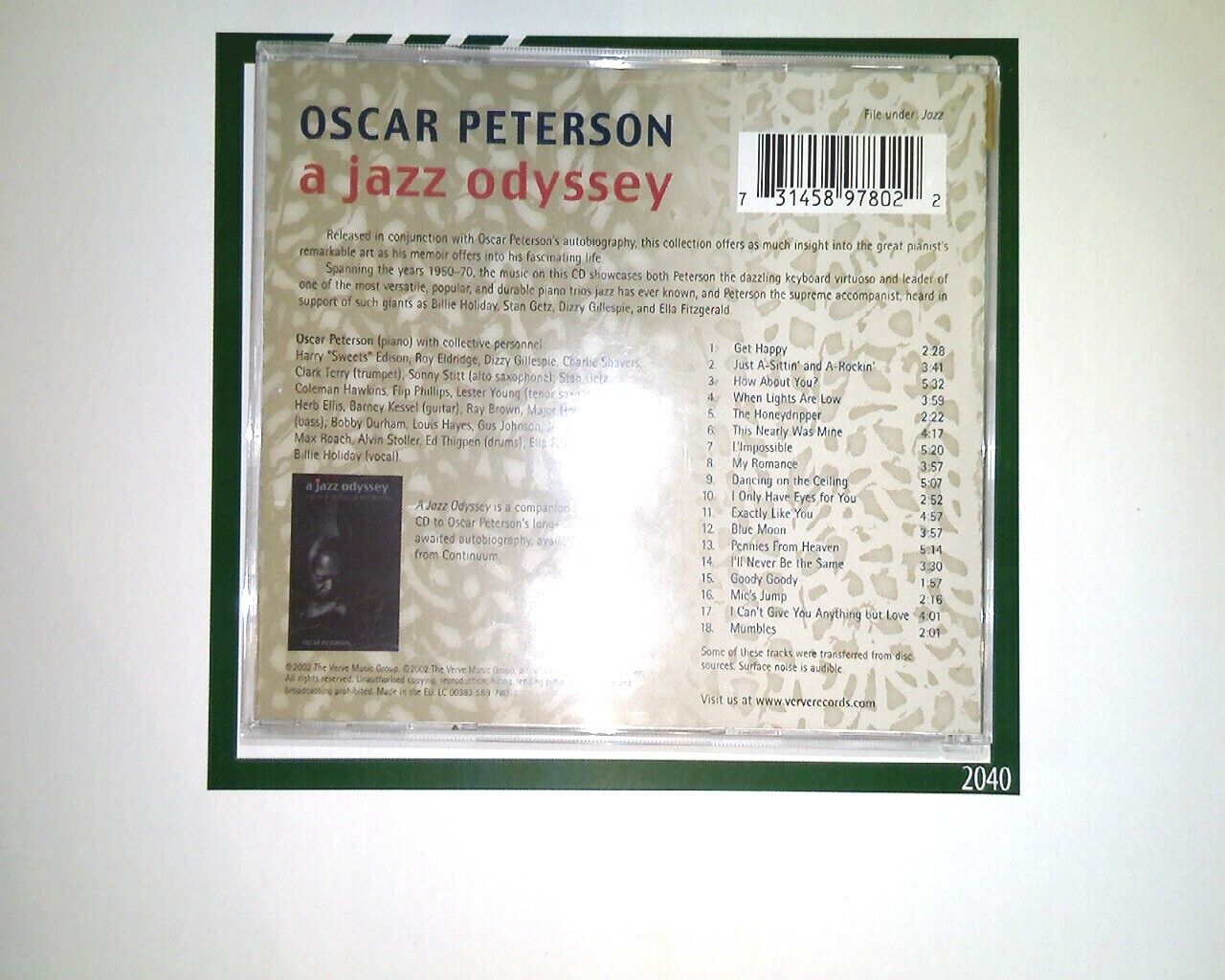 Oscar Peterson A Jazz Odyssey CD Nr Mint