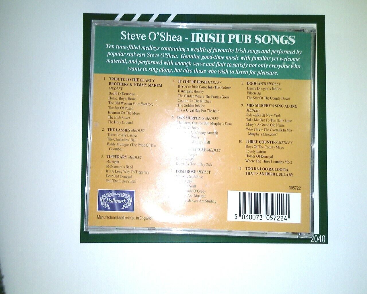 Steve O'Shea Irish Pub Songs CD Nr Mint
