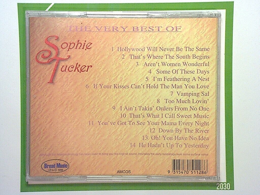 The very Best Of Sophie Tucker CD Nr Mint