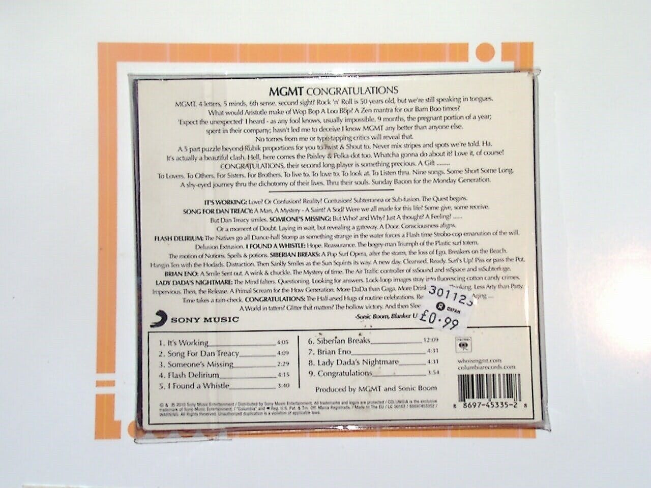 MGMT Congratulations CD Nr Mint