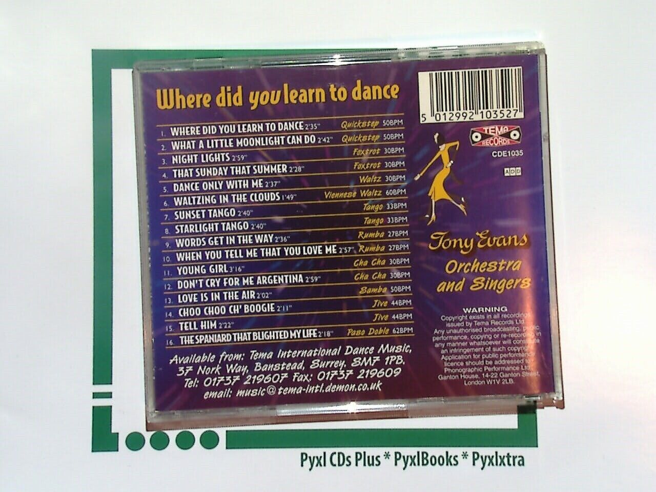 Tony Evans Orchestra & Singers - Where did you learn to dance CD Mint