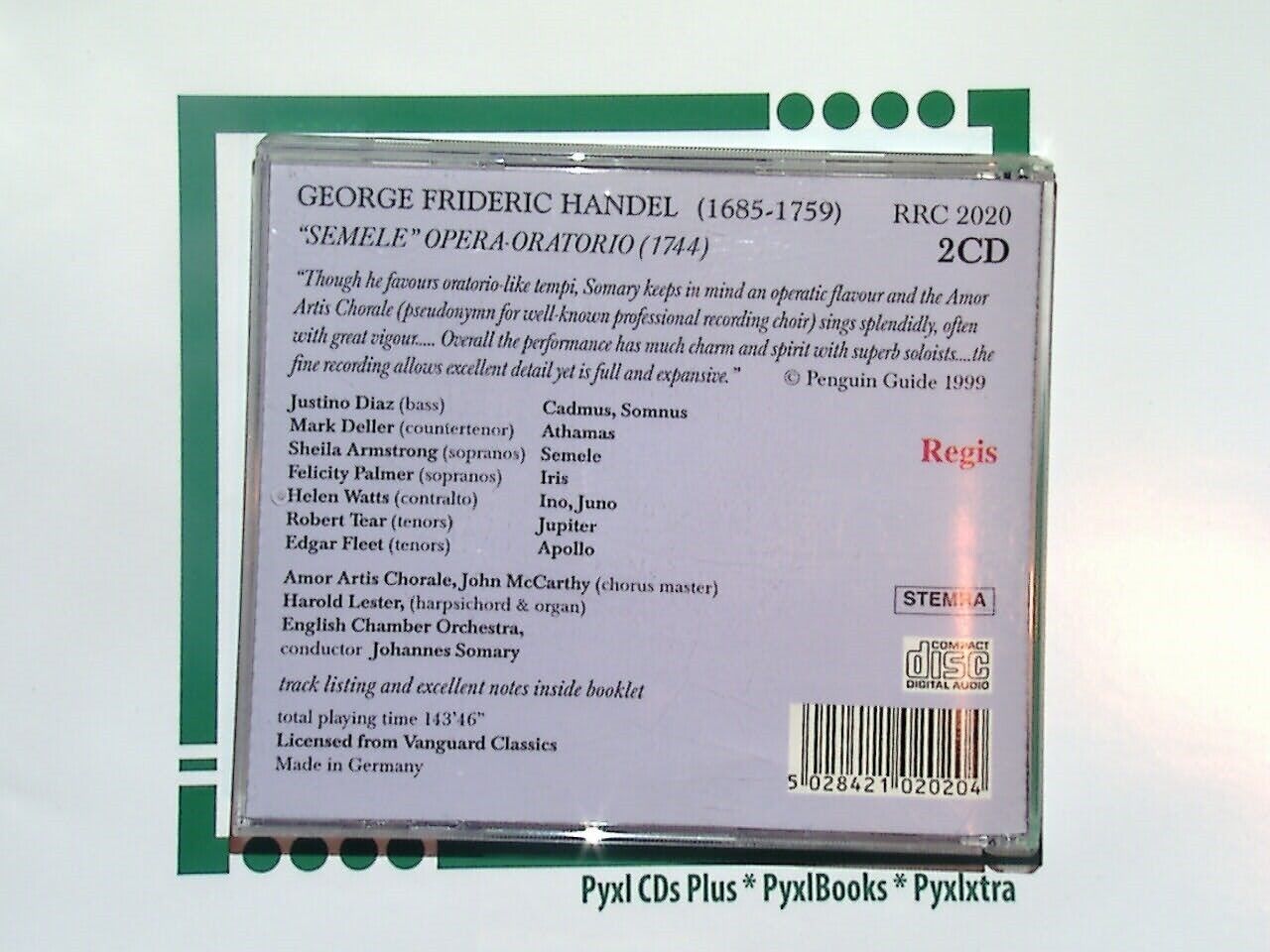 Soloists With ECO Somary Handel: Semele CD Mint