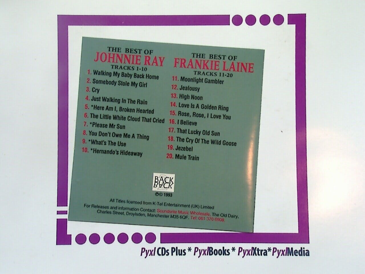 The Best Of Johnnie Ray / Frankie Laine CD Mint