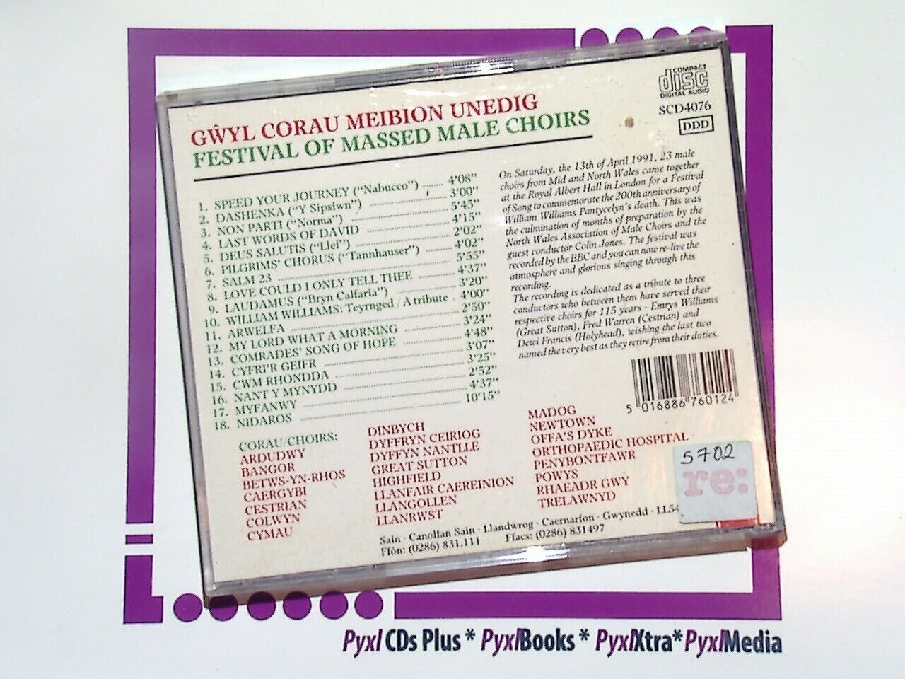 North Wales Association Of Male Choirs Festival Of Massed Choirs CD Mint