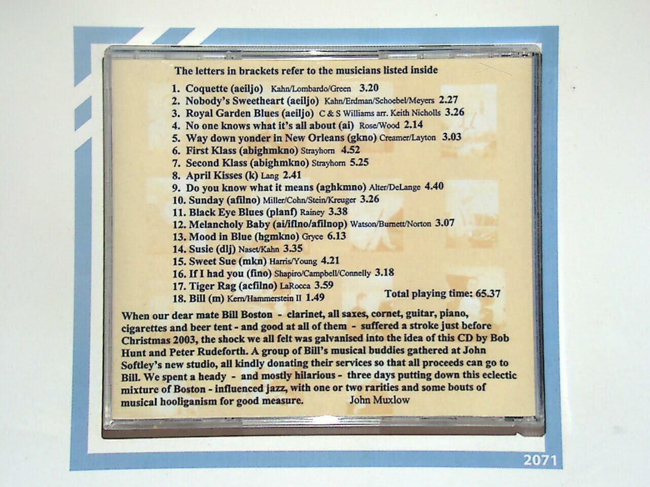 Various - Bill Boston Benefit Jazz CD